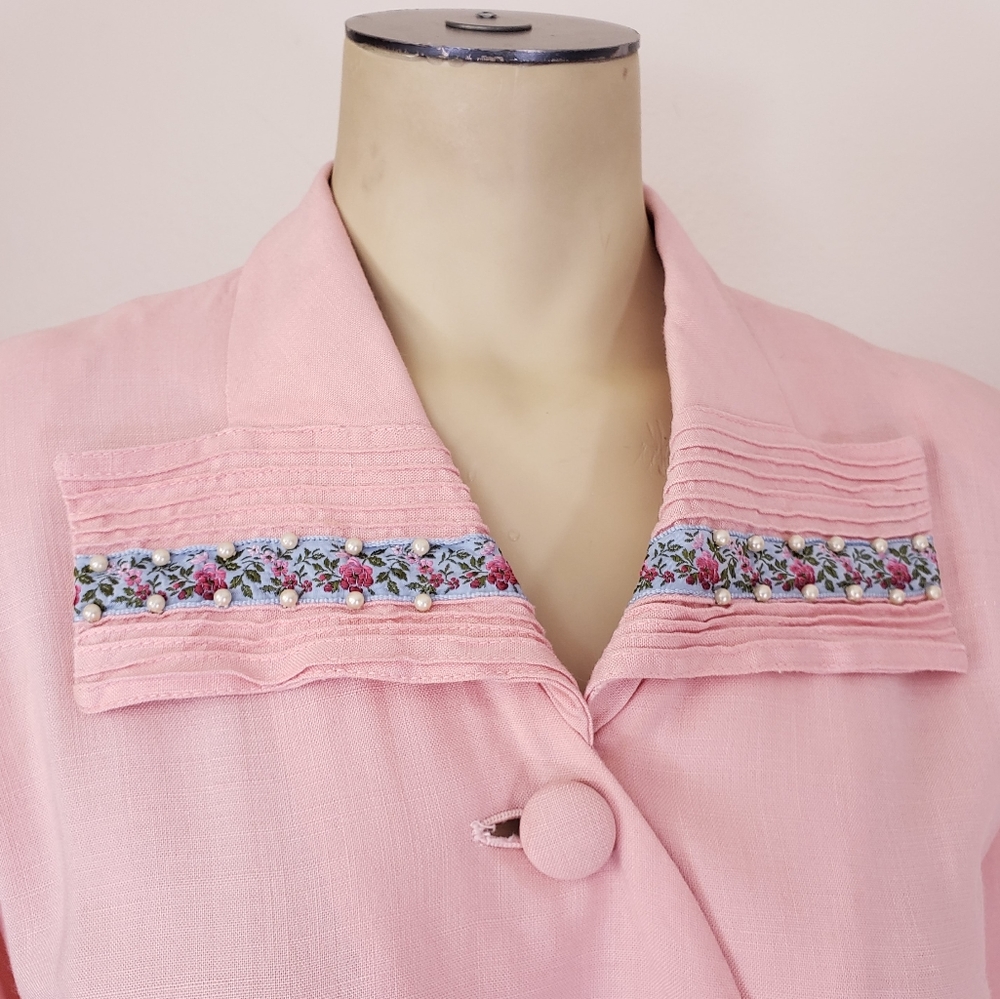 VTG 50s Pink Short Sleeve Mendel Dress - Picture 5 of 13
